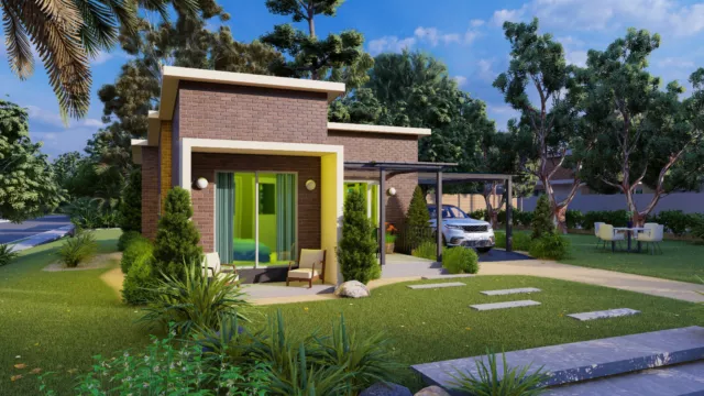 Custom Modern House Plans 850 sq.ft - 2 Bed & 2 Bath Room with Free CAD File