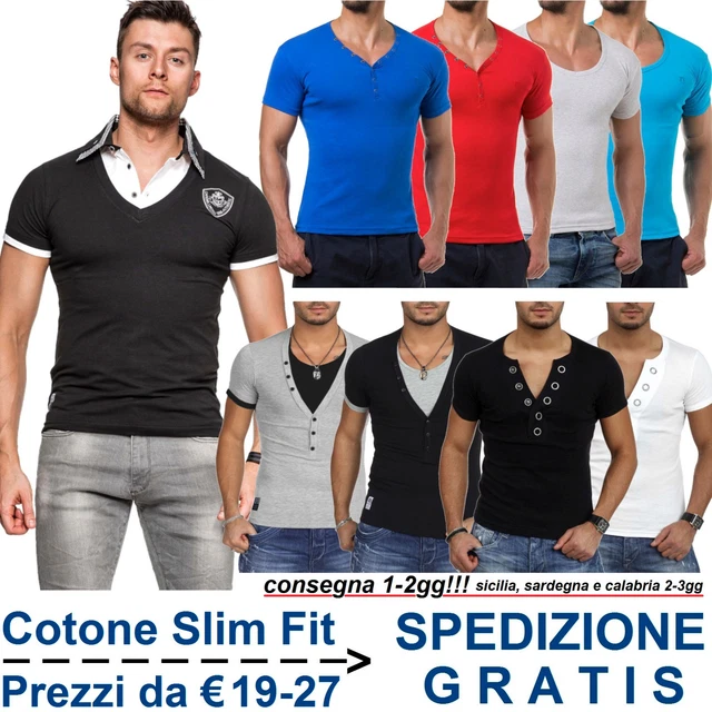 Maglietta da Uomo Slim Fit T-Shirt a Maniche Corte Maglia Aderente Moda Casual