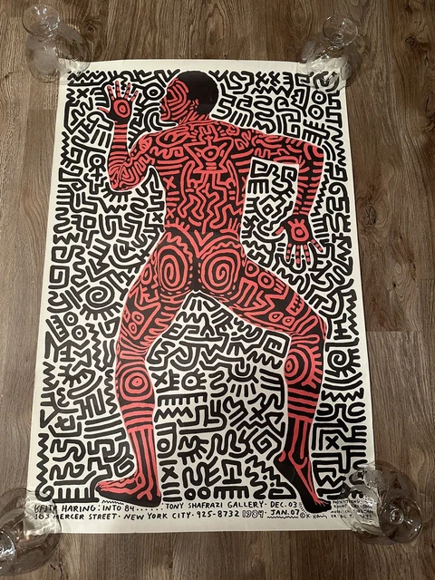 Original Vintage Keith Haring Poster - Into 84 Exhibition - New York City 1983