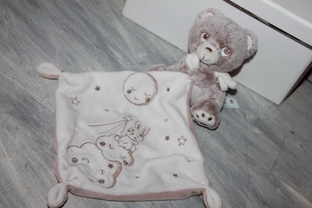 Doudou Simba Toys Nicotoy Ours Marron Beige Blanc Mouchoir Etoile Nuage Lapin