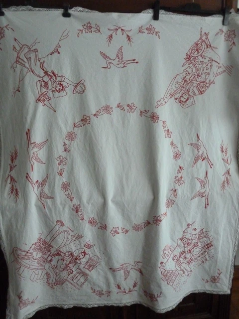 Nappe ancienne - 200 x 160 cm - Coton, Lin - Première