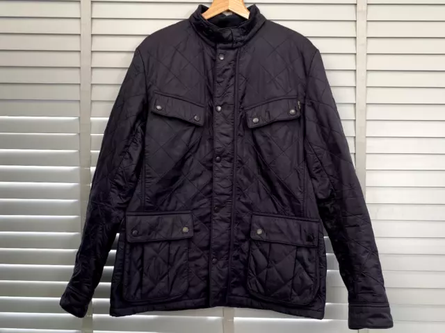 BARBOUR International Black Jacket Large Mens ARIEL POLARQUILT Fleece Lined Coat