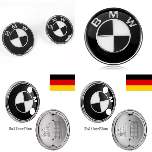 82mm+74mm Schwarz / Weiß Emblem Für BMW Vorne Hinten Motorhaube Heckklappe Logo