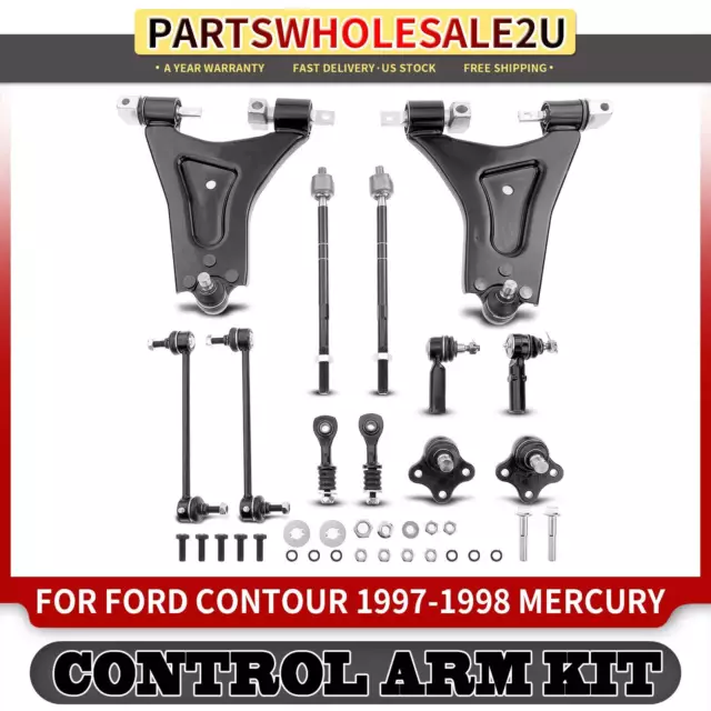 12x Front Rear Control Arm & Sway Bar Link & Tie Rod End for Ford Contour 97-98