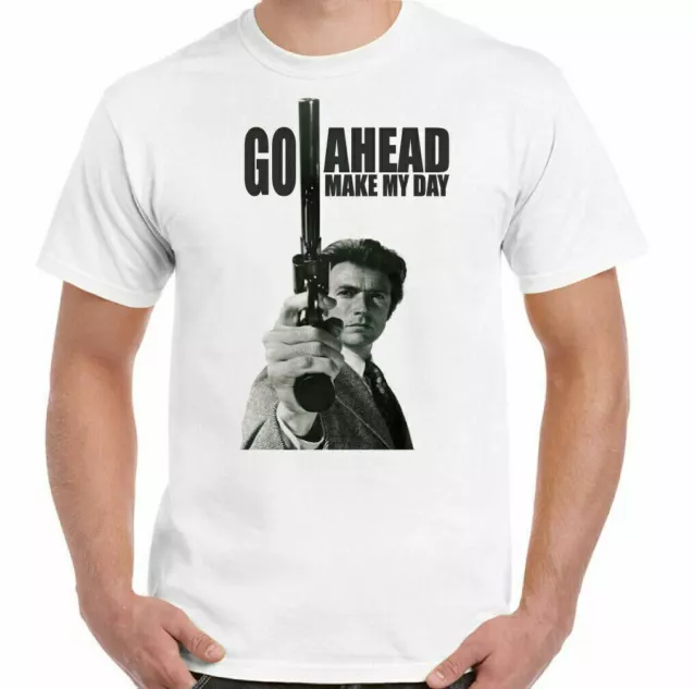 GO AHEAD MAKE MY DAY T-SHIRT Clint Eastwood Dirty Harry Movie Punk Mens Tee Top