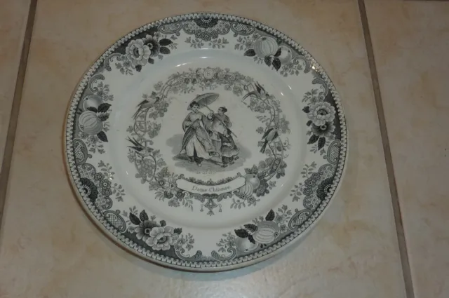 ancienne assiette plate dame chinoise n° 8 porcelaine choisy ( le roi )