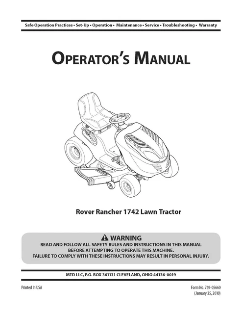 ROVER RANCHER 28166 28167 28151 Ride on Mower 16 page Owners