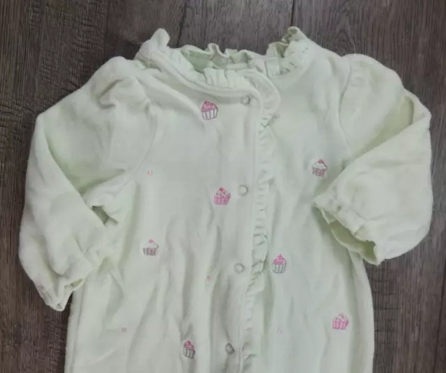 Baby Girl Little Me 9 Month Green Velour Cupcake Footed Sleep N Play Outfit 2