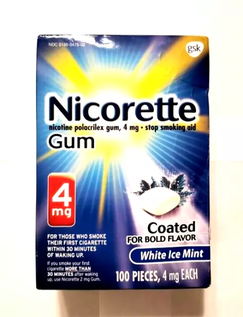 Nueva goma de nicotina blanca como nueva Nicorette 4 mg - 100 unidades vencimiento 04/2026