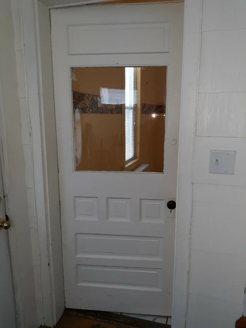 Exterior Wood Door Large  Pane Wavy Glass 2 Panels  32 X 80  We Ship