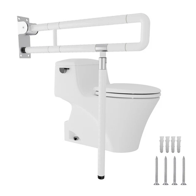Manija de apoyo mango plegable ayuda para levantarse manija de inodoro manija para discapacitados bañera WC blanco