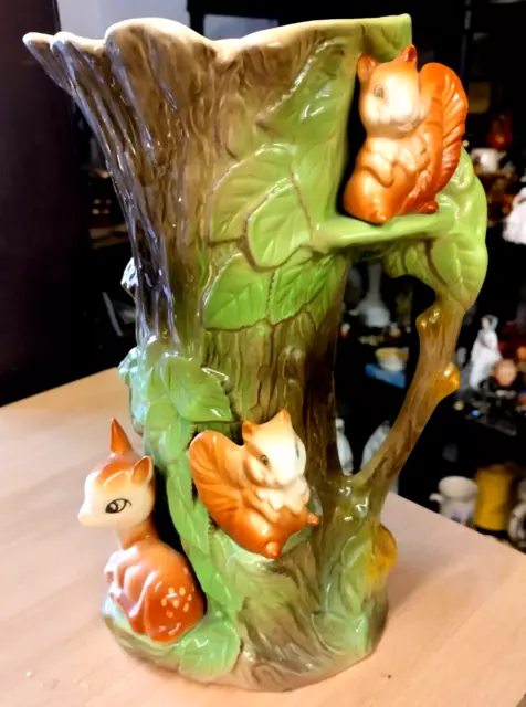 Stunning Vintage Retro Rare Fauna Withernsea Eastgate Large Forest Tree Vase/Jug