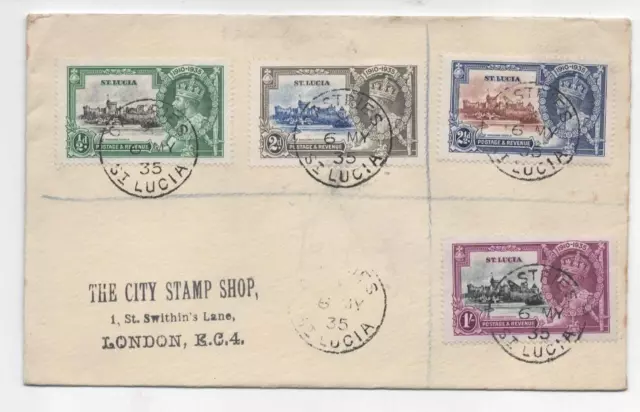 ST.LUCIA 1935 GV SILVER JUBILEE Registered FDC Castries Postmark