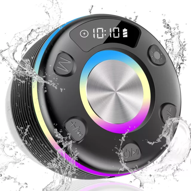 Bluetooth Lautsprecher Box Spritzwassergeschützt Saugnapf IPX7 Dusche FM Radio