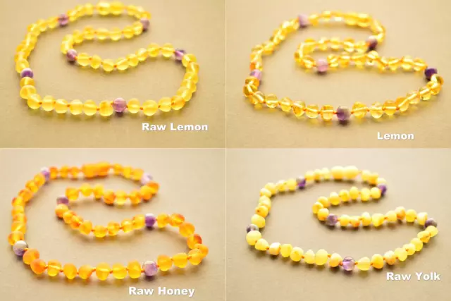 Natural Baltic Amber Necklace for Adult BQ Beads 16-27.5 inch 12 Colors Amethyst