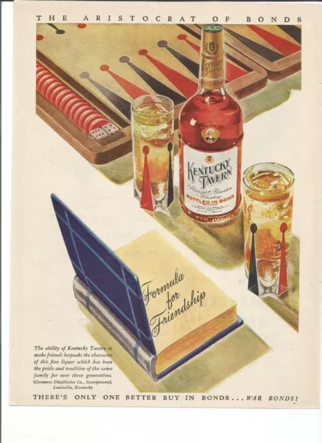 Original 1943 and 1944 Kentucky Tavern vintage print ad (ads), advertising