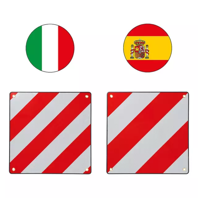 Alu Warntafel Wohnmobil Fahrradträger 50x50 Spanien , ITALIEN Wartafeln rot weiß