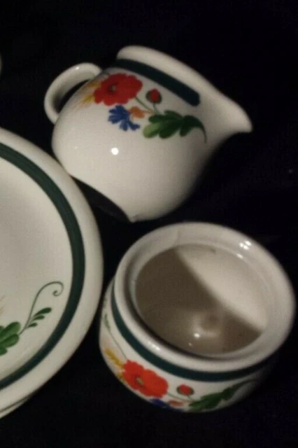 DDR GDR - VEB Steingut Torgau Rusalka Zuckerdose + Milchkännchen Blumen