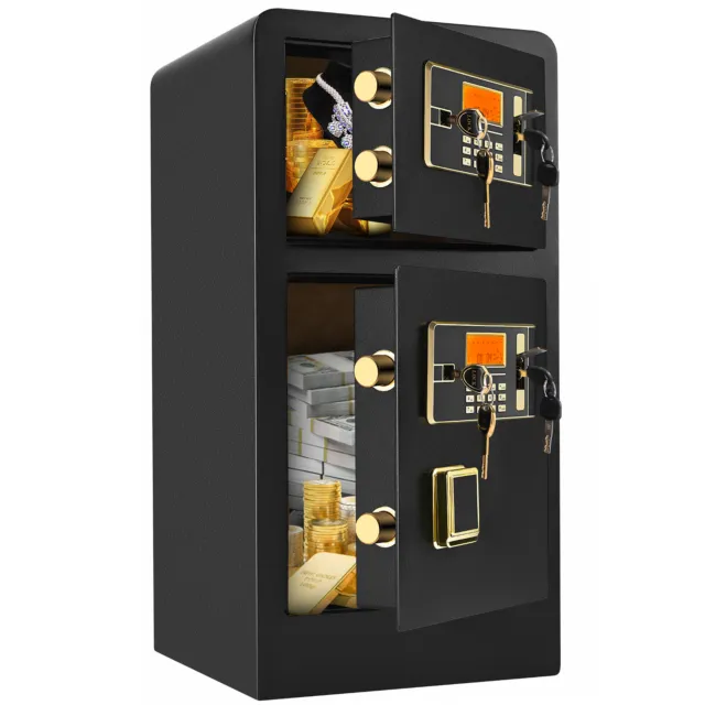 Large Home Safe Fireproof Double Safe Lockbox Digital Keypad Valuable Money Safe