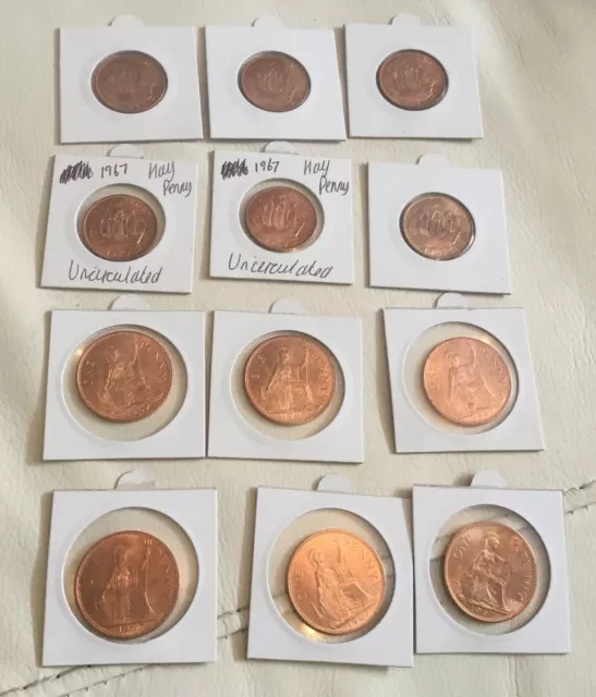 6 X One Penny 6 X Half Penny 1967 Uncirculated Condition Job Lot