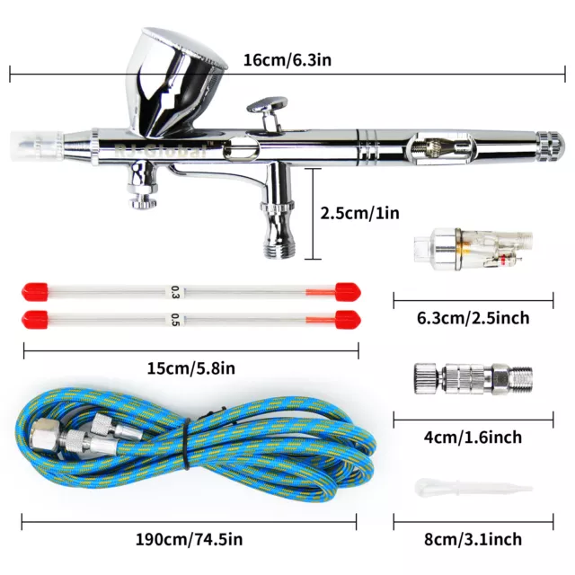 Gravity Feed Double Action Trigger Airbrush Kit Spray Pump Pen Paint Art Tattoo 2