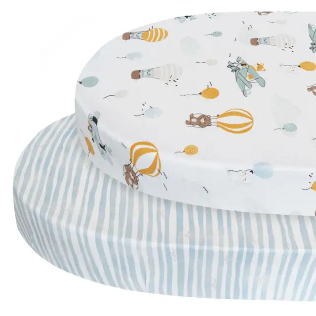 Living Textiles | 2pk Oval Cot Fitted Sheets - Up Up & Away