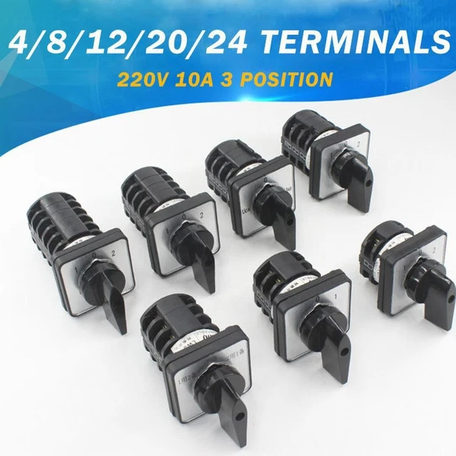 LW26-63/2 Drehnockenschalter – Universal-Umschalter, 3 Positionen, 8 Klemmen, 63A, Für Schalttafel