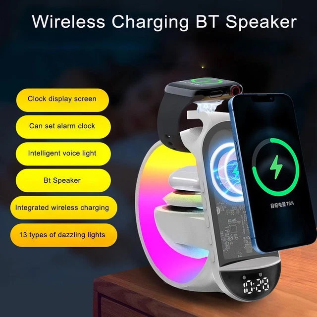 Controllo LED RGB Luce Notturna Altoparlante Bluetooth Lampade Atmosfera Allarme Digitale
