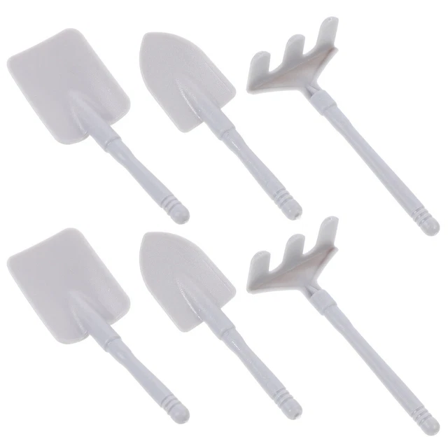 60 piezas mini juguetes de playa de plástico para niños mini rastrillo de jardín gris