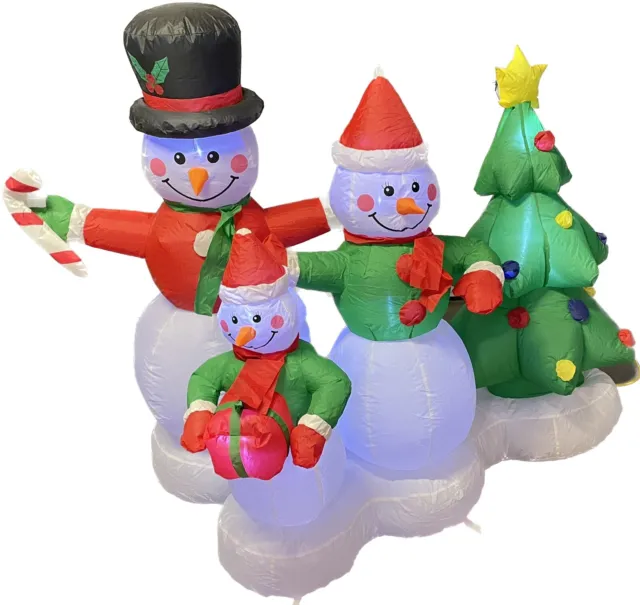 Inflatable Snowman Family Christmas Lights Up HUGE 4.5 ft x 6 ft Outdoor Blowup