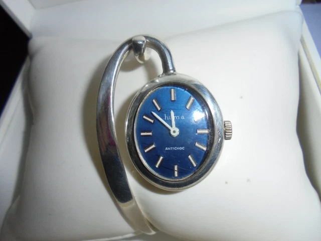 Montre Bracelet Vintage Horsmen Pour Homme – Cadran Bleu Mécanique (remontage Manuel)