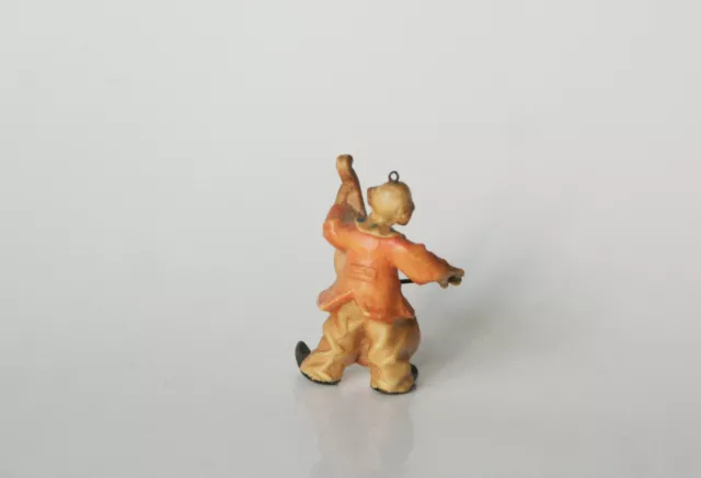 Miniatura legno clown pendente pagliaccio suono violoncello dipinto a mano 3