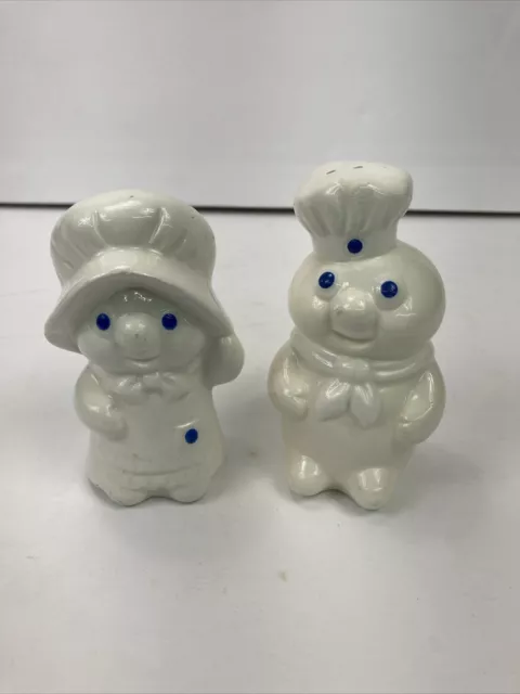 Vintage 1988 Pillsbury Doughboy Ceramic Salt & Pepper Shakers