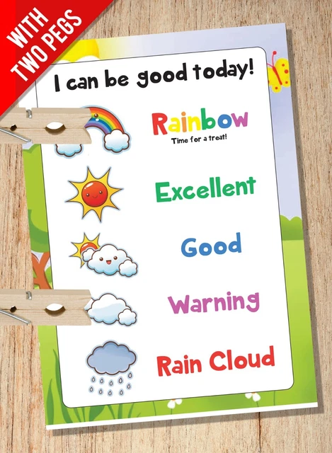 PEG REWARD CHART - Weather Cloud Rainbow System - Childrens Kids ...