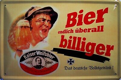 Kaiser Birra Frumento Berlino Targa di Latta Poster Metallo Scudo 20 X 30 CM Wnk