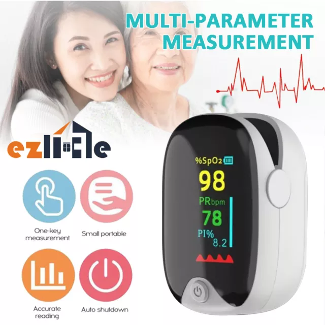 Finger Pulse Oximeter Blood Oxygen Heart Rate Saturation Monitor Professional