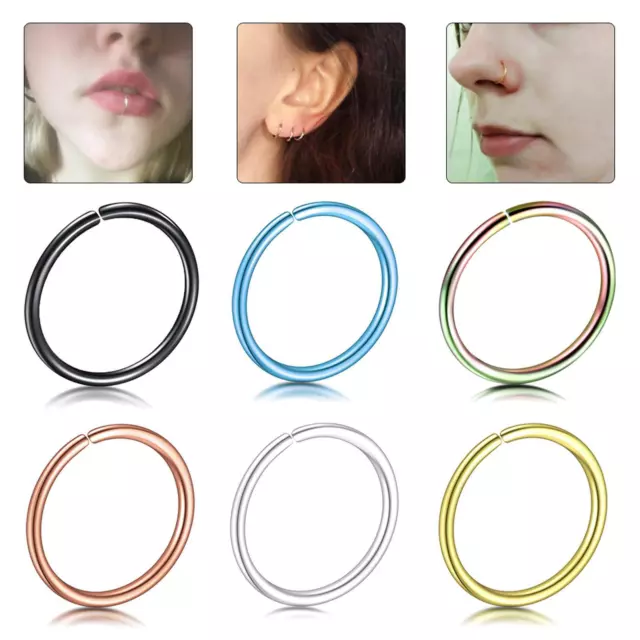 Steel Hinged Segment Hoop Ring Sleeper Lip Ear Nose Body Piercing F7M7