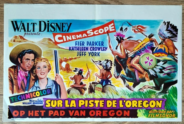 belgian poster WESTWARD HO, THE WAGONS, FEES PARKER, OREGON, INDIEN, WALT DISNEY