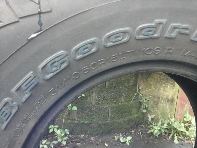 31x10.50 r 15" 2 tires bf goodrich rugged terrain ta. will not ship. 2