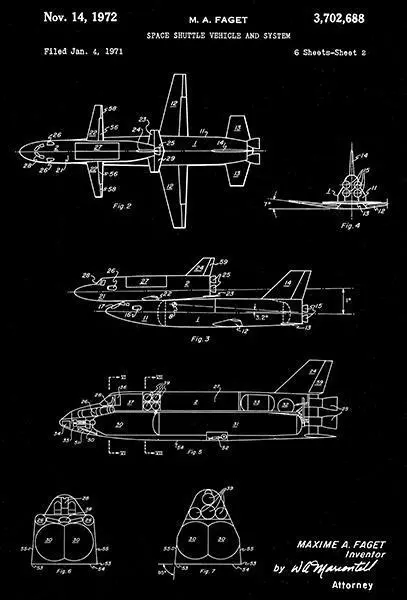 1972 - Space Shuttle Vehicle And System - NASA - M. A. Faget - Patent Art Magnet