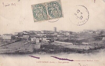Carte postale ancienne postcard COTTANCE LOIRE vue générale timbrée 1907 Maymat