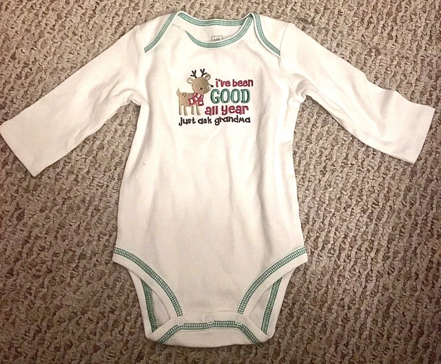 Carters Infant One Piece 6 Month Bodysuit Christmas Long Sleeve Reindeer Holiday