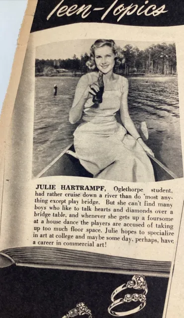 Atlanta GA Print Ad 1949 AJC Julie Hartrampf Oglethorpe Coca Cola Girl Bennett