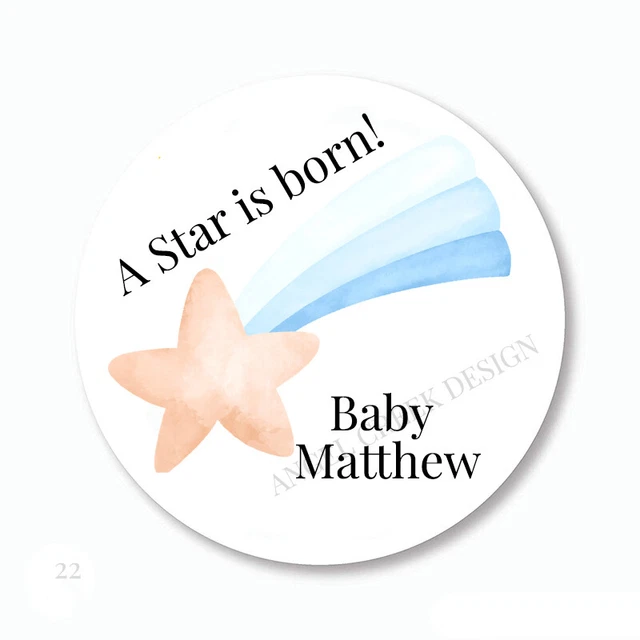 Personalized Star is Born Boy Baby Shower Favors Stickers Labels Envelope Seals