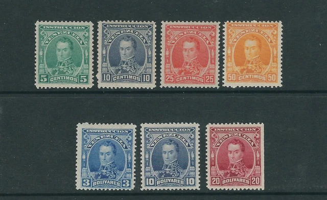 VENEZUELA 1880s SIMON BOLIVAR INSTRUCCION REVENUES 7 different to 20B VF MNH