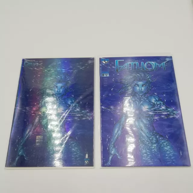 Fathom #9 B Platinum Holofoil Edition & Regular Lot of 2 1999 Top Cow Comics