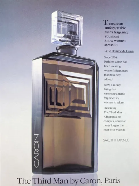 1986 THE THIRD MAN Fragrance by CARON Paris A Woman Never Forgets PRINT AD