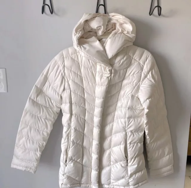 Patagonia Jacket Women White Downtown Loft Hooded Down Puffer Size Medium