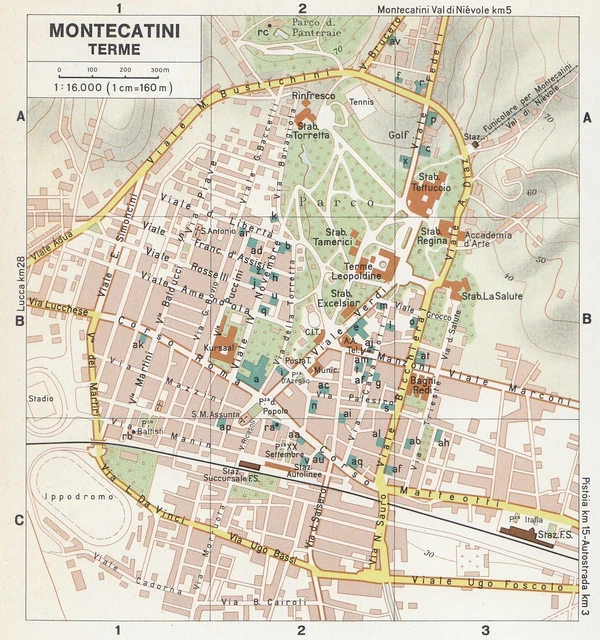 C3876 MONTECATINI TERME, Pianta della città, Mappa epoca, Vintage map ...