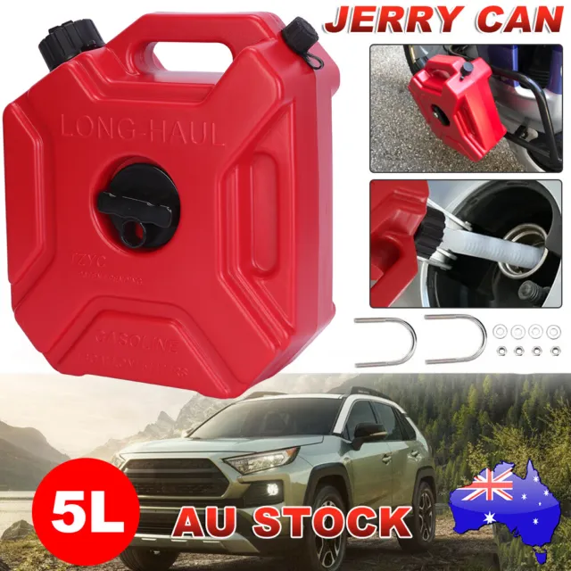 5L 1.3 Gallon Red Jerry Can Fuel Container Free Holder Spare Petrol Storage Tank